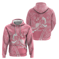 Personalised Polynesia Breast Cancer Awareness Hoodie Brave Strong Butterfly Pink Ribbon