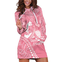 Personalised Polynesia Breast Cancer Awareness Hoodie Dress Brave Strong Butterfly Pink Ribbon