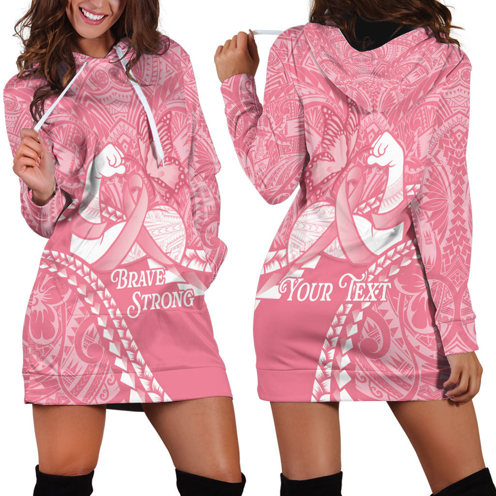 Personalised Polynesia Breast Cancer Awareness Hoodie Dress Brave Strong Butterfly Pink Ribbon