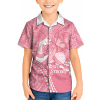Personalised Polynesia Breast Cancer Awareness Kid Hawaiian Shirt Brave Strong Butterfly Pink Ribbon