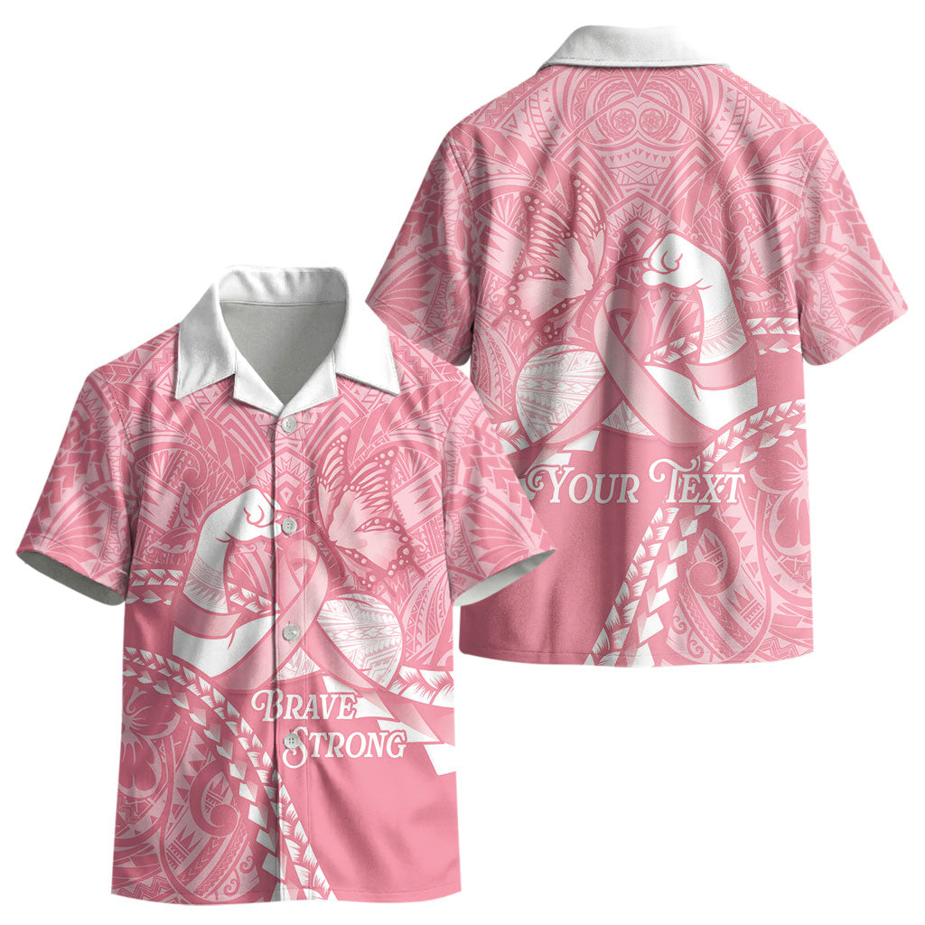 Personalised Polynesia Breast Cancer Awareness Kid Hawaiian Shirt Brave Strong Butterfly Pink Ribbon