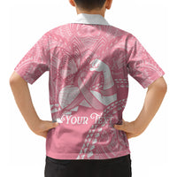 Personalised Polynesia Breast Cancer Awareness Kid Hawaiian Shirt Brave Strong Butterfly Pink Ribbon