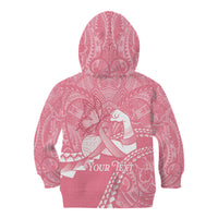 Personalised Polynesia Breast Cancer Awareness Kid Hoodie Brave Strong Butterfly Pink Ribbon