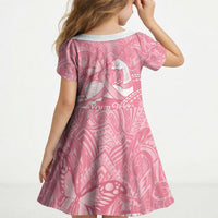 Personalised Polynesia Breast Cancer Awareness Kid Short Sleeve Dress Brave Strong Butterfly Pink Ribbon