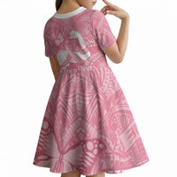 Personalised Polynesia Breast Cancer Awareness Kid Short Sleeve Dress Brave Strong Butterfly Pink Ribbon