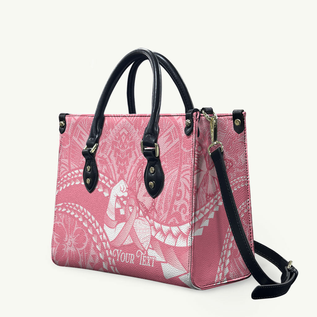 Personalised Polynesia Breast Cancer Awareness Leather Bag Brave Strong Butterfly Pink Ribbon
