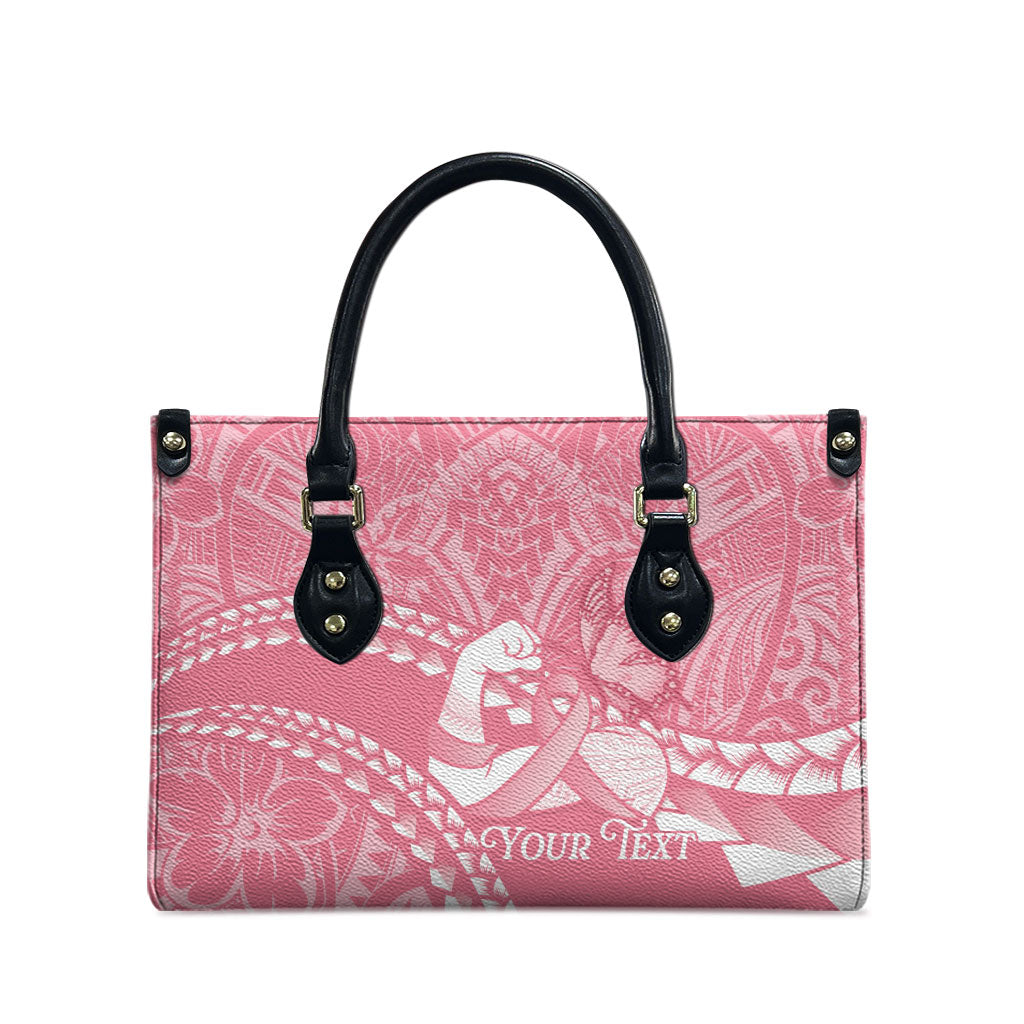 Personalised Polynesia Breast Cancer Awareness Leather Bag Brave Strong Butterfly Pink Ribbon