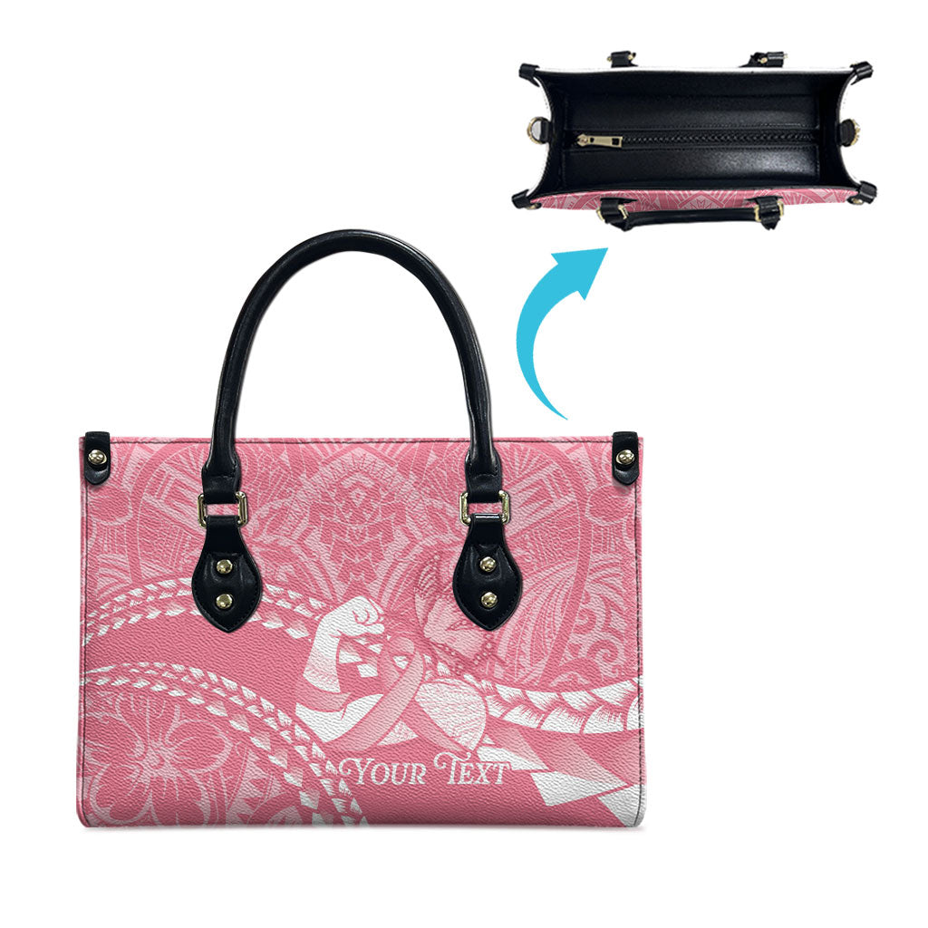 Personalised Polynesia Breast Cancer Awareness Leather Bag Brave Strong Butterfly Pink Ribbon
