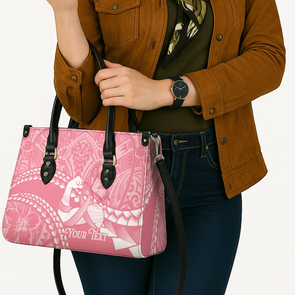 Personalised Polynesia Breast Cancer Awareness Leather Bag Brave Strong Butterfly Pink Ribbon