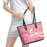 Personalised Polynesia Breast Cancer Awareness Leather Tote Bag Brave Strong Butterfly Pink Ribbon