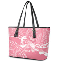 Personalised Polynesia Breast Cancer Awareness Leather Tote Bag Brave Strong Butterfly Pink Ribbon
