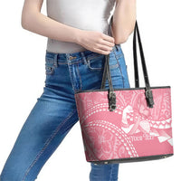 Personalised Polynesia Breast Cancer Awareness Leather Tote Bag Brave Strong Butterfly Pink Ribbon