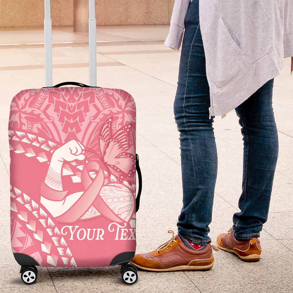 Personalised Polynesia Breast Cancer Awareness Luggage Cover Brave Strong Butterfly Pink Ribbon