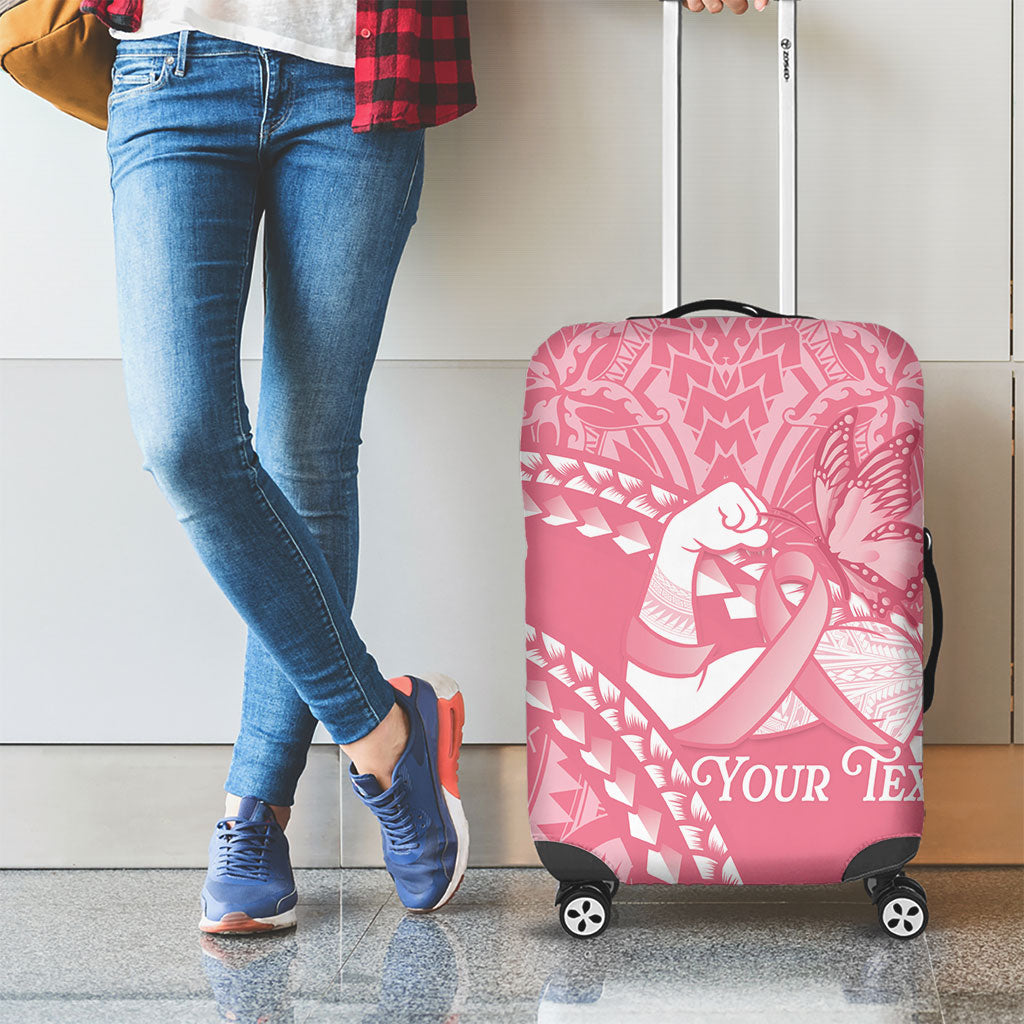 Personalised Polynesia Breast Cancer Awareness Luggage Cover Brave Strong Butterfly Pink Ribbon