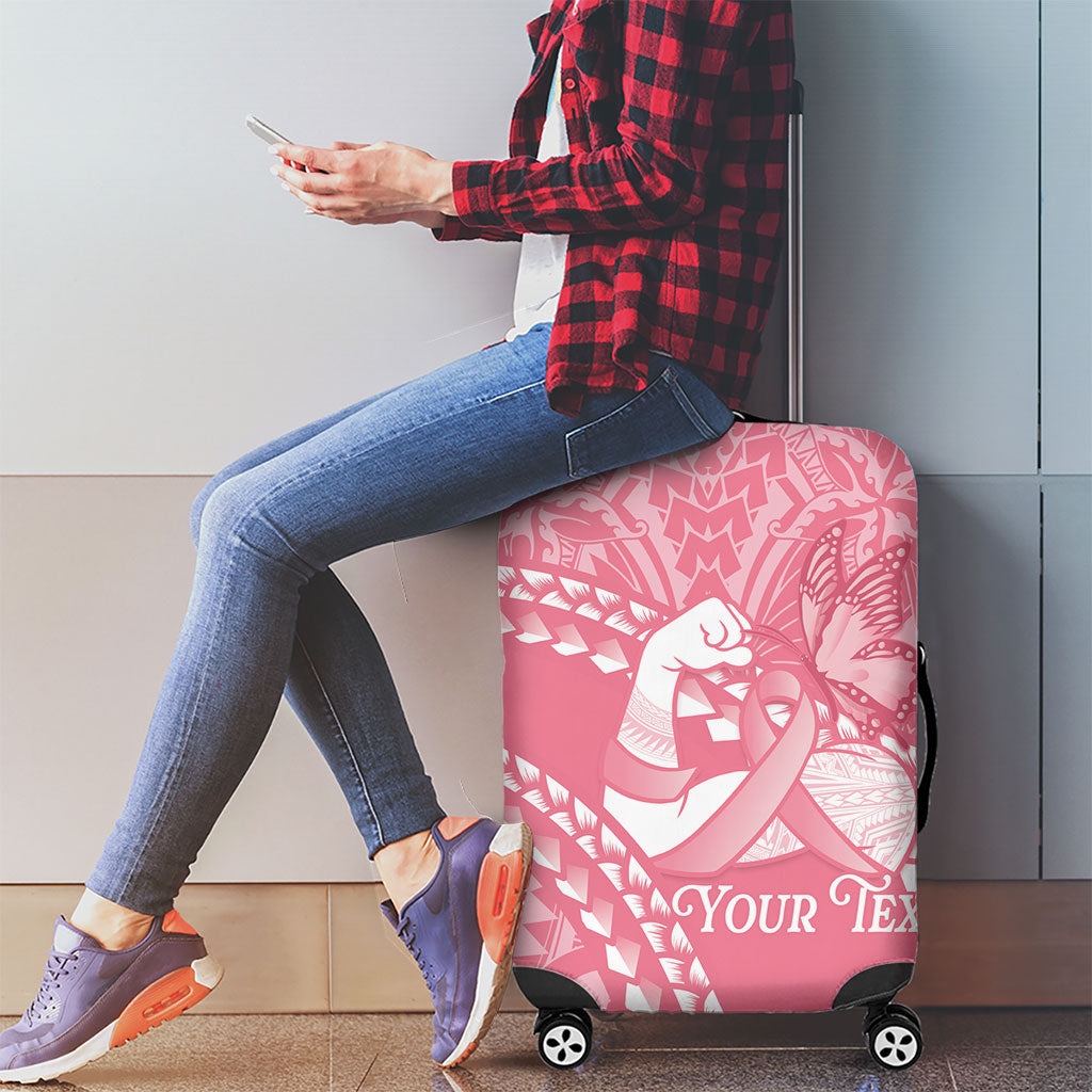 Personalised Polynesia Breast Cancer Awareness Luggage Cover Brave Strong Butterfly Pink Ribbon