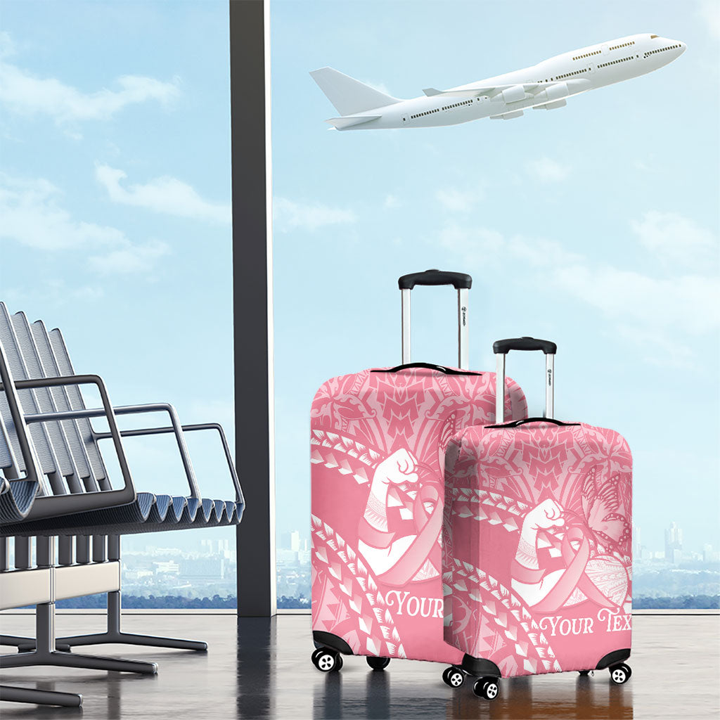Personalised Polynesia Breast Cancer Awareness Luggage Cover Brave Strong Butterfly Pink Ribbon