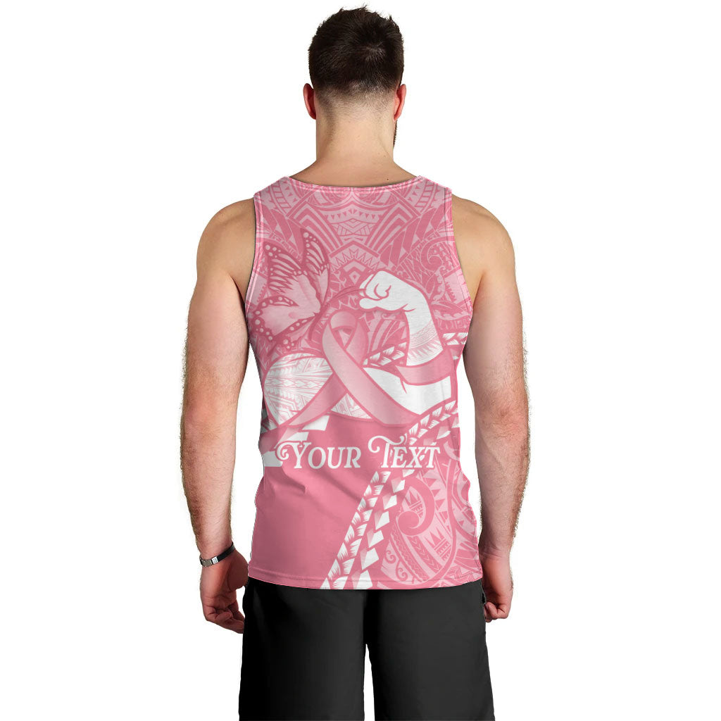 Personalised Polynesia Breast Cancer Awareness Men Tank Top Brave Strong Butterfly Pink Ribbon