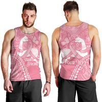 Personalised Polynesia Breast Cancer Awareness Men Tank Top Brave Strong Butterfly Pink Ribbon