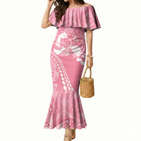 Personalised Polynesia Breast Cancer Awareness Mermaid Dress Brave Strong Butterfly Pink Ribbon
