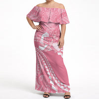 Personalised Polynesia Breast Cancer Awareness Off Shoulder Maxi Dress Brave Strong Butterfly Pink Ribbon