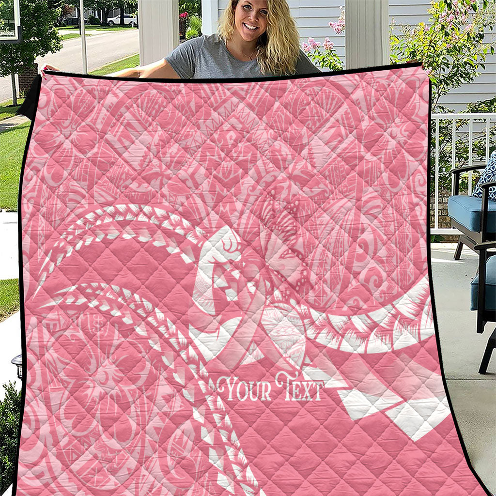 Personalised Polynesia Breast Cancer Awareness Quilt Brave Strong Butterfly Pink Ribbon