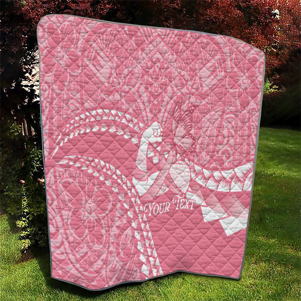Personalised Polynesia Breast Cancer Awareness Quilt Brave Strong Butterfly Pink Ribbon