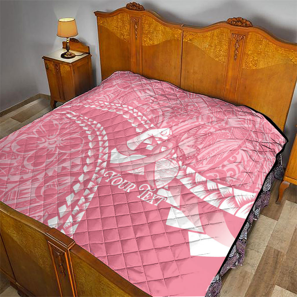 Personalised Polynesia Breast Cancer Awareness Quilt Brave Strong Butterfly Pink Ribbon