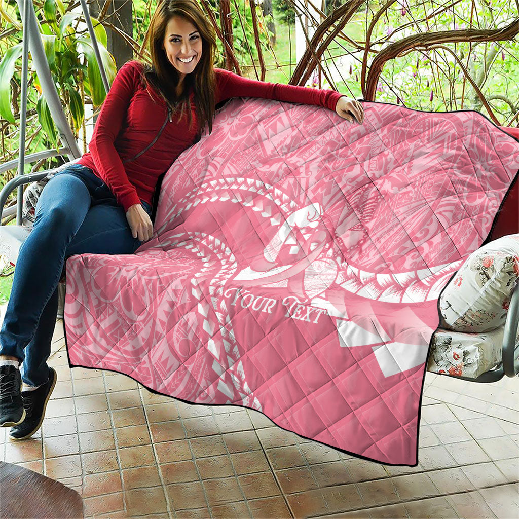 Personalised Polynesia Breast Cancer Awareness Quilt Brave Strong Butterfly Pink Ribbon