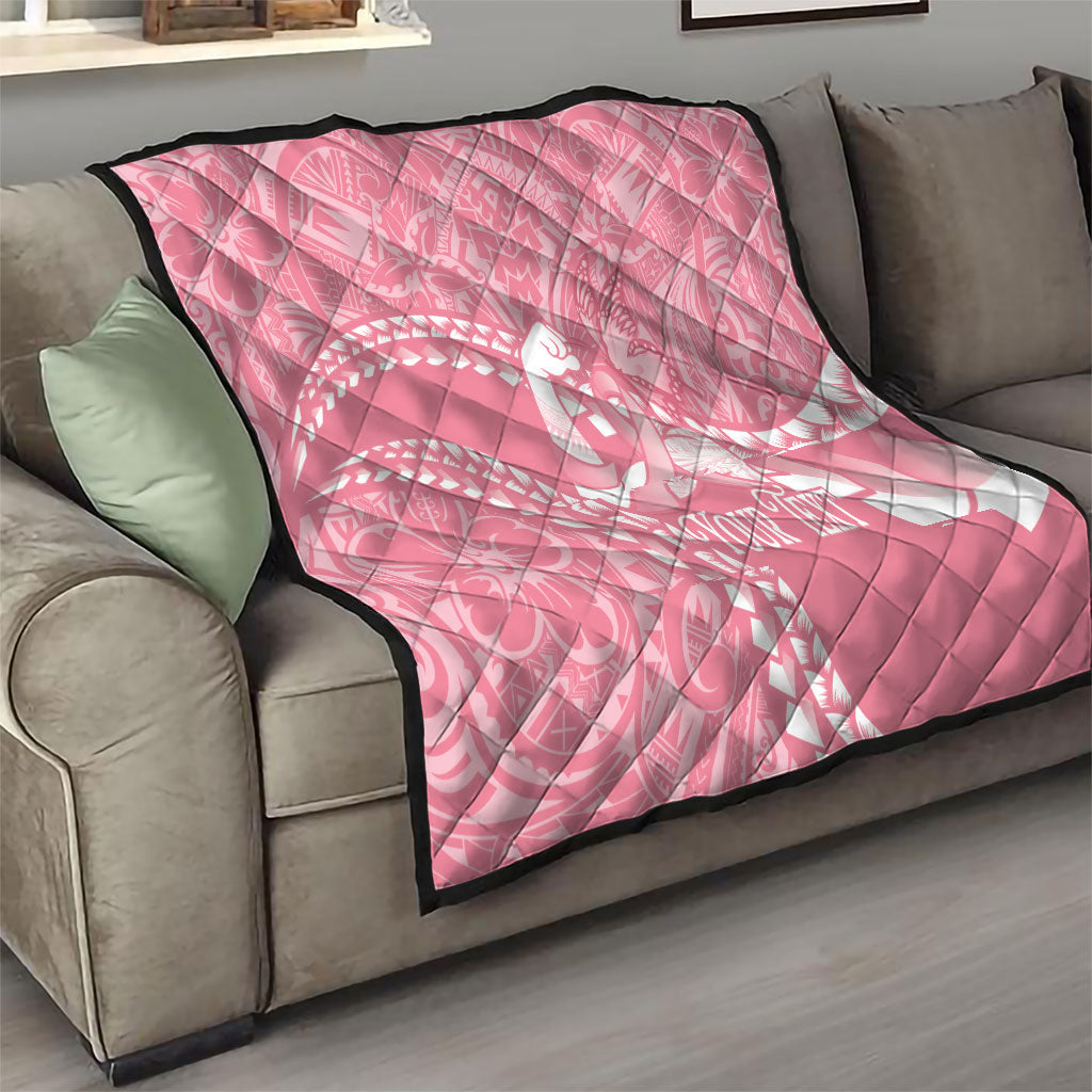Personalised Polynesia Breast Cancer Awareness Quilt Brave Strong Butterfly Pink Ribbon