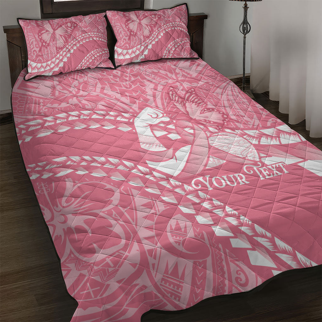 Personalised Polynesia Breast Cancer Awareness Quilt Bed Set Brave Strong Butterfly Pink Ribbon