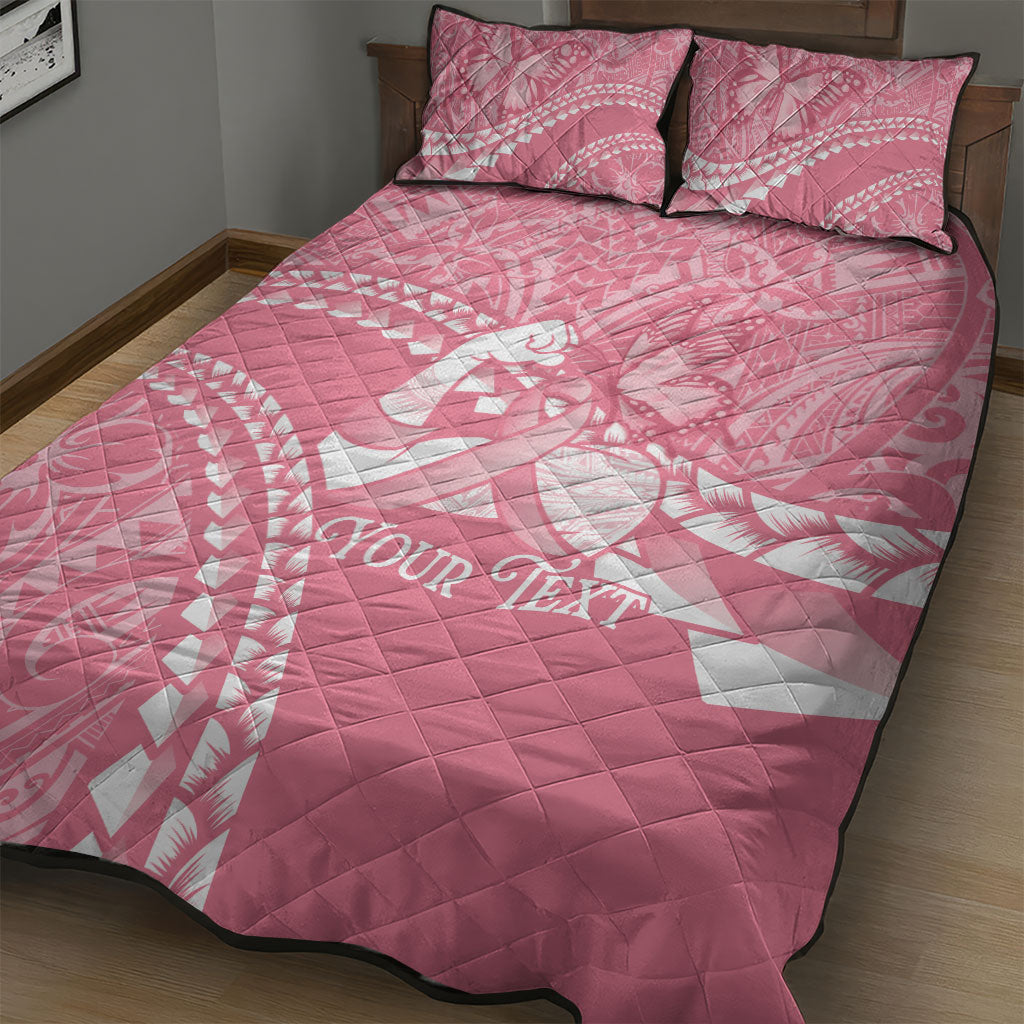 Personalised Polynesia Breast Cancer Awareness Quilt Bed Set Brave Strong Butterfly Pink Ribbon