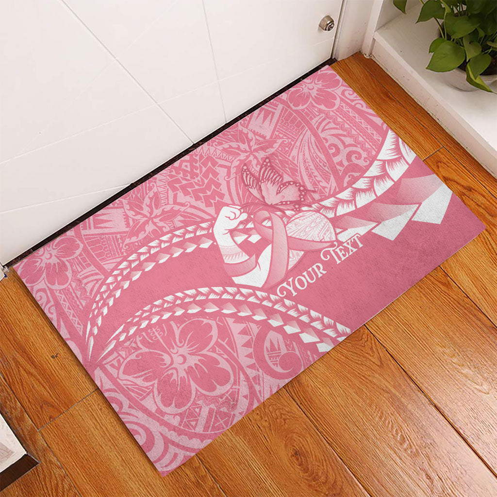 Personalised Polynesia Breast Cancer Awareness Rubber Doormat Brave Strong Butterfly Pink Ribbon
