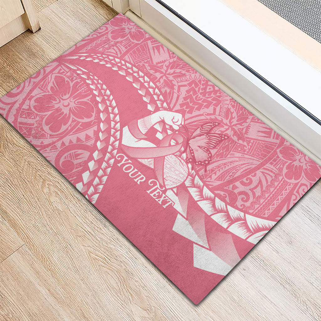 Personalised Polynesia Breast Cancer Awareness Rubber Doormat Brave Strong Butterfly Pink Ribbon