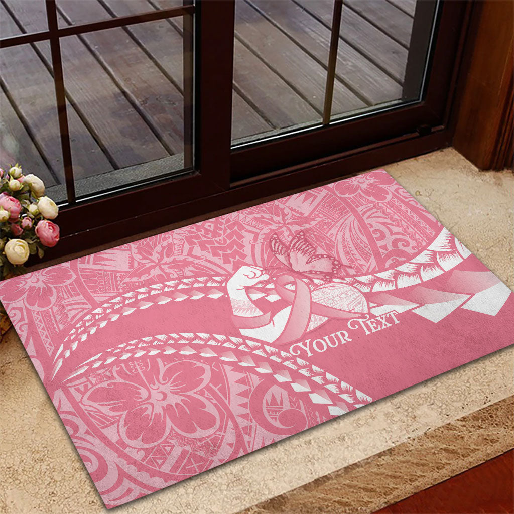 Personalised Polynesia Breast Cancer Awareness Rubber Doormat Brave Strong Butterfly Pink Ribbon