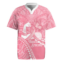 Personalised Polynesia Breast Cancer Awareness Rugby Jersey Brave Strong Butterfly Pink Ribbon
