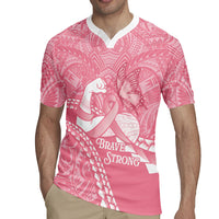 Personalised Polynesia Breast Cancer Awareness Rugby Jersey Brave Strong Butterfly Pink Ribbon