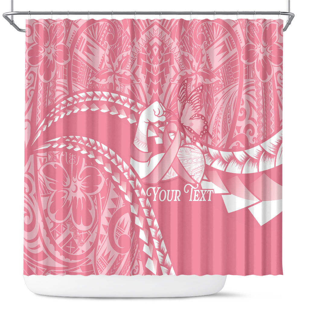 Personalised Polynesia Breast Cancer Awareness Shower Curtain Brave Strong Butterfly Pink Ribbon