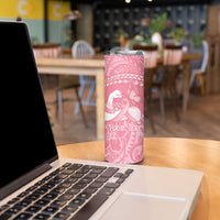 Personalised Polynesia Breast Cancer Awareness Skinny Tumbler Brave Strong Butterfly Pink Ribbon