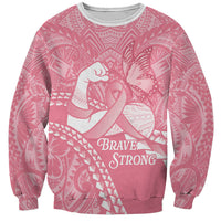 Personalised Polynesia Breast Cancer Awareness Sweatshirt Brave Strong Butterfly Pink Ribbon