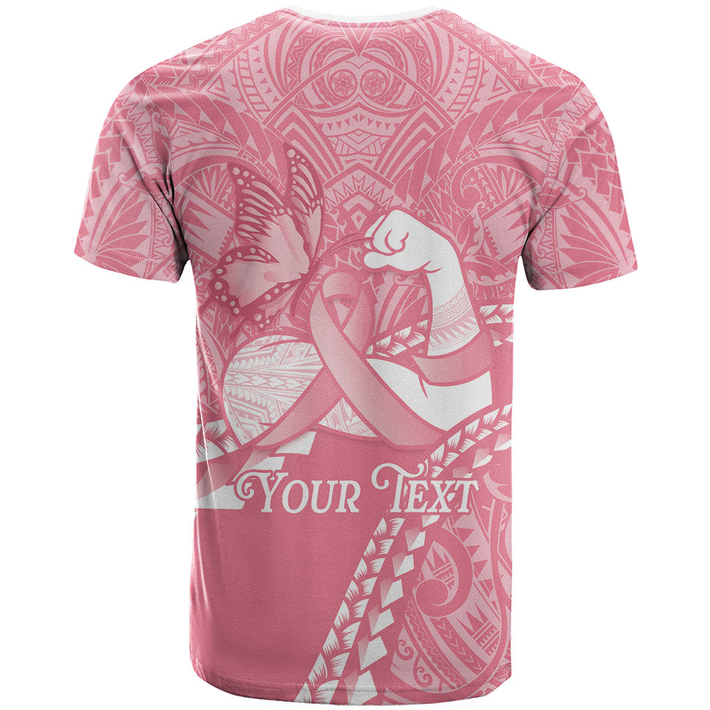 Personalised Polynesia Breast Cancer Awareness T Shirt Brave Strong Butterfly Pink Ribbon