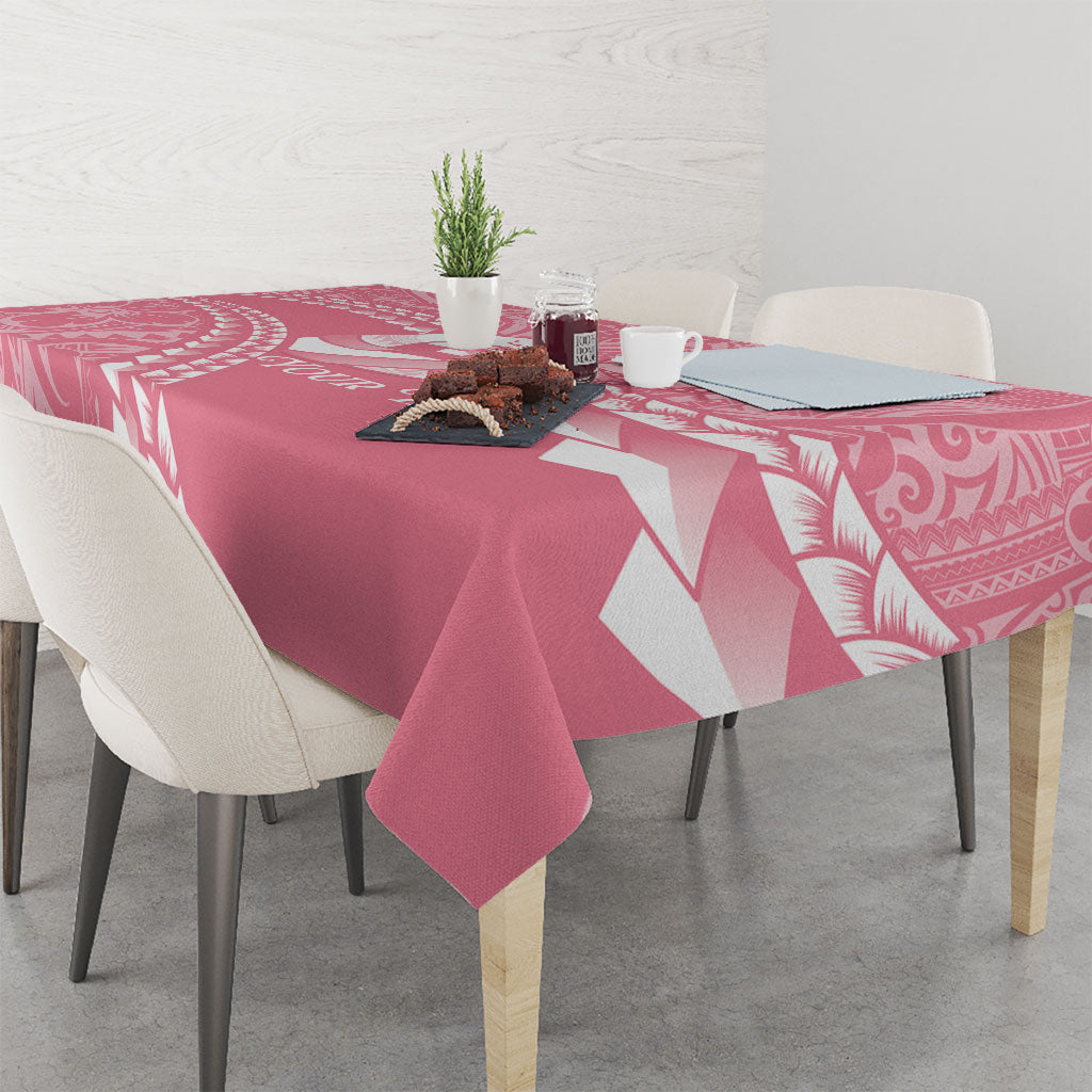 Personalised Polynesia Breast Cancer Awareness Tablecloth Brave Strong Butterfly Pink Ribbon