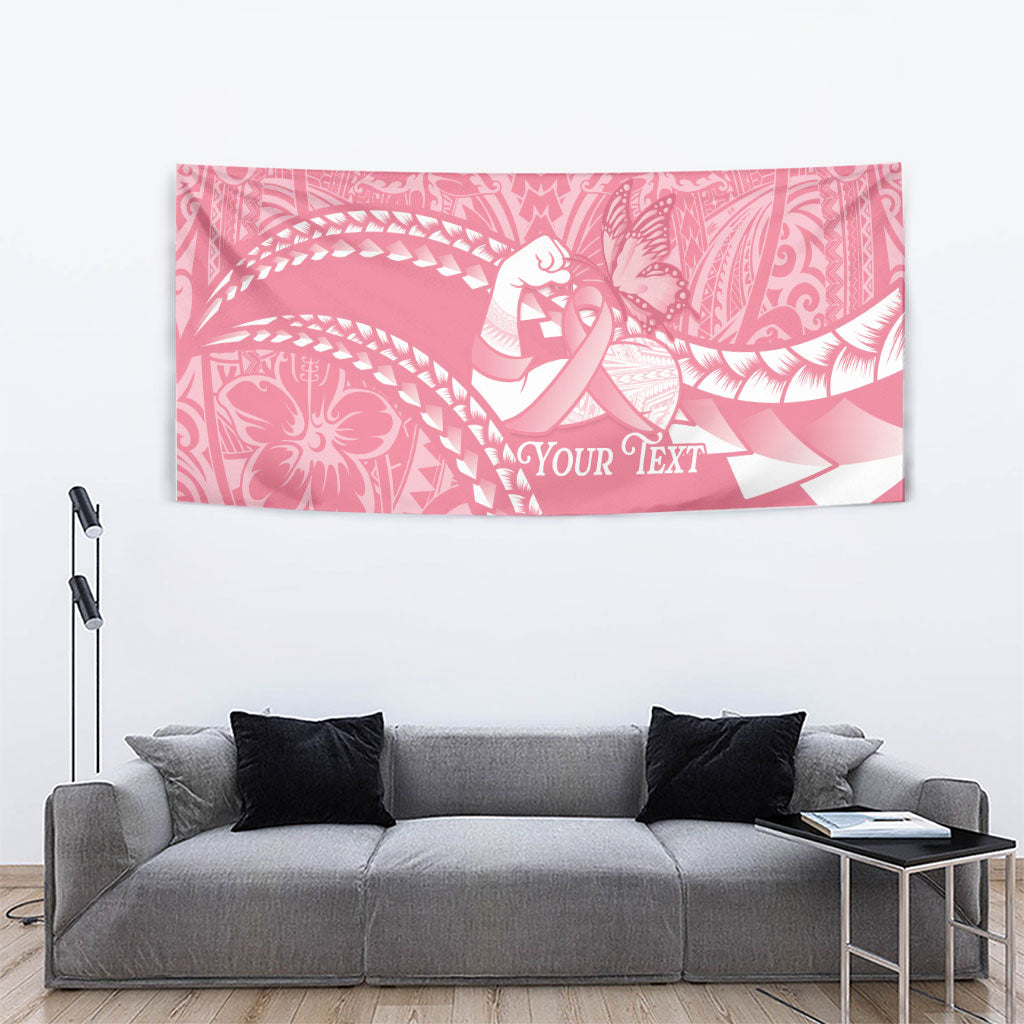 Personalised Polynesia Breast Cancer Awareness Tapestry Brave Strong Butterfly Pink Ribbon