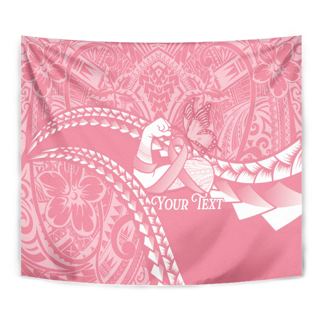Personalised Polynesia Breast Cancer Awareness Tapestry Brave Strong Butterfly Pink Ribbon
