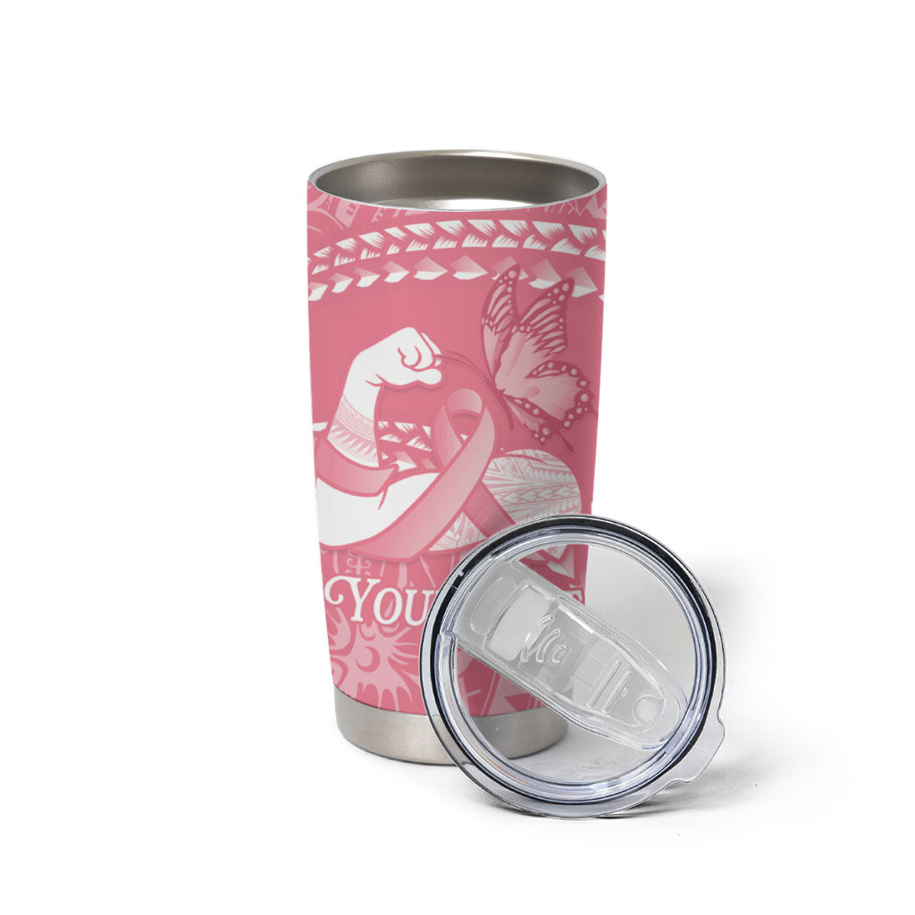 Personalised Polynesia Breast Cancer Awareness Tumbler Cup Brave Strong Butterfly Pink Ribbon