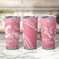 Personalised Polynesia Breast Cancer Awareness Tumbler Cup Brave Strong Butterfly Pink Ribbon