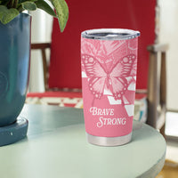 Personalised Polynesia Breast Cancer Awareness Tumbler Cup Brave Strong Butterfly Pink Ribbon