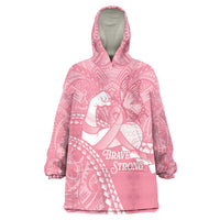 Personalised Polynesia Breast Cancer Awareness Wearable Blanket Hoodie Brave Strong Butterfly Pink Ribbon