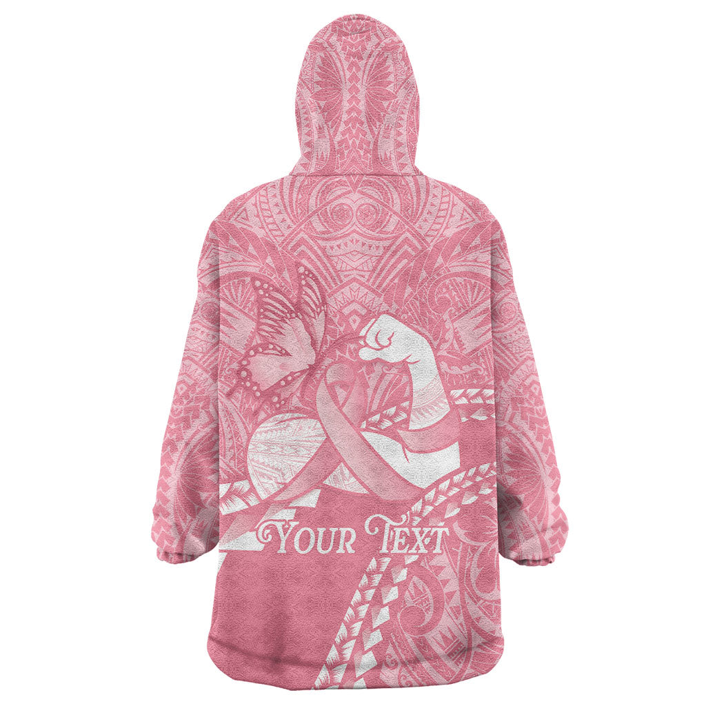 Personalised Polynesia Breast Cancer Awareness Wearable Blanket Hoodie Brave Strong Butterfly Pink Ribbon