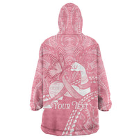 Personalised Polynesia Breast Cancer Awareness Wearable Blanket Hoodie Brave Strong Butterfly Pink Ribbon