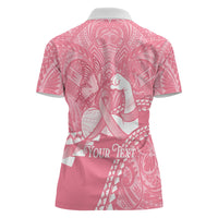 Personalised Polynesia Breast Cancer Awareness Women Polo Shirt Brave Strong Butterfly Pink Ribbon